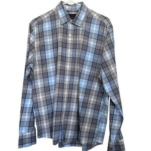 UnTuckit Mens Sz M Blue Plaid Long Sleeve Shirt
